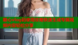 糖心vlog码使用攻略快速生成专属视频内容轻松分享